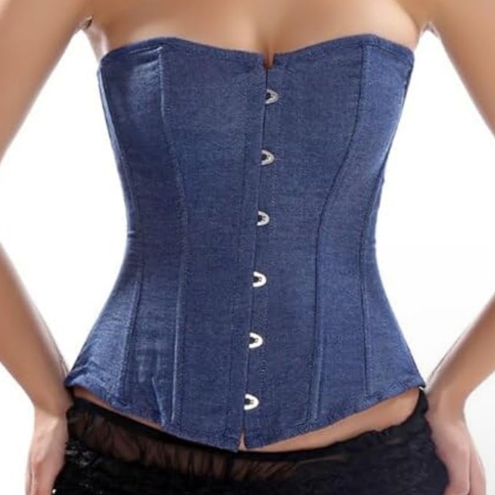 Gothic Corset Denim Strapless Bustier Top